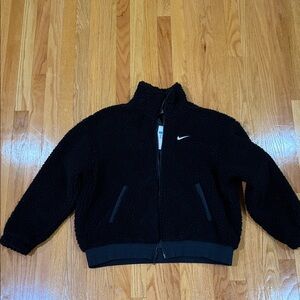 Nike Black Teddy Jacket with White Swoosh